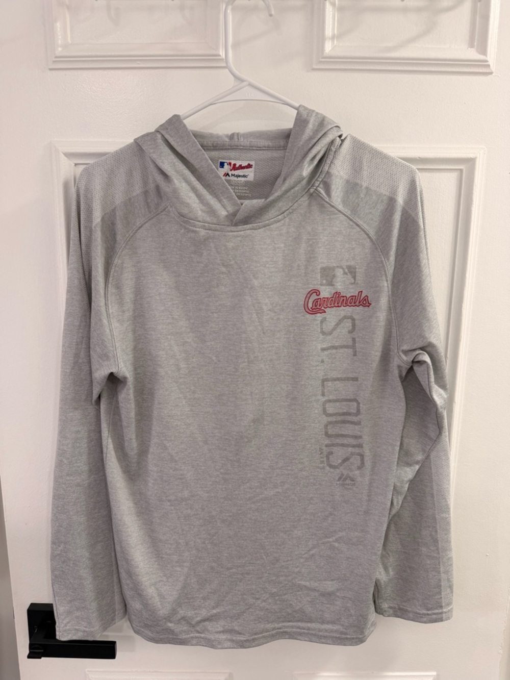 St. Louis Cardinals Authentic Hoodie Majestic Cool Base Adult Small MLB Gray